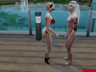 Naruto Hentai Trio at Pool with Videl and Madara