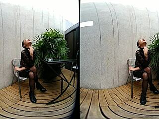 Wow! Young 18+ Girl Smokes Topless in Leather Skirt!