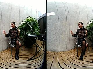 Wow! Young 18+ Girl Smokes Topless in Leather Skirt!