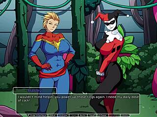 Blonde And Redhead In Threesome With Monster Cock Cumshot In Hentai Game