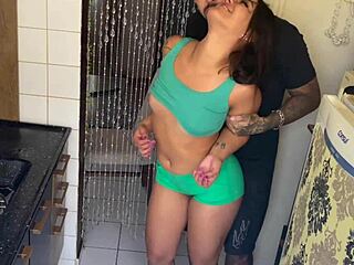 Brunette maid in lingerie gets fucked secretly from parents, starting with oral and moving to doggystyle and missionary positions until orgasm.