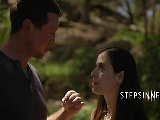 Stepsiblings fuck outdoors in the park - Abbie Maley