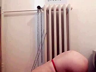 French slave bent over for intense dog training session on March 4, 2020.