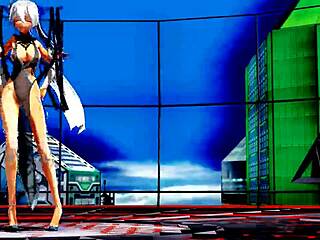 Beautiful anime girl dances naked