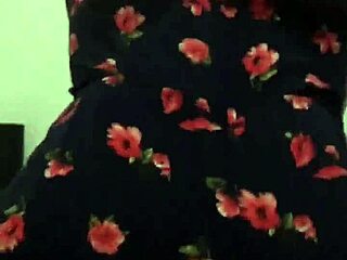 With the neighbor in floral dress