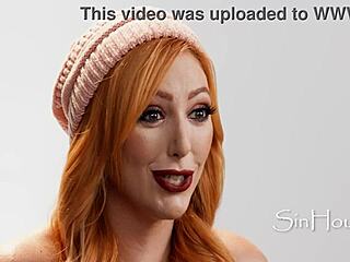 Redhead pornstar with big tits goes to swingers club for group sex and realizes she's great at it during interview