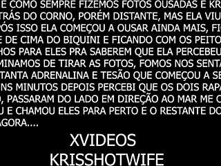 I see Kriss hotwife approached by strangers on the beach.