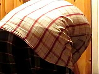 Intense whipping of housewife in garage