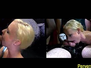 is this piss drenched ho getting a facial in the orgy? watch now