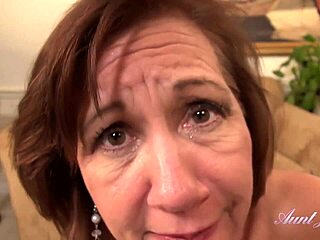 Auntjudys - 60yo Stepmom Marie Sucks and Masturbates in Pantyhose