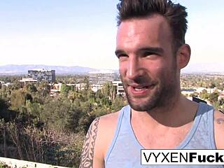 vyxen steel lets him cum on her huge tits