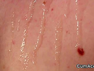 sexy model gets jizz shot on her face sucking all the cum