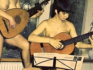 Vintage british threesome in dark london shadows of swinging sixties