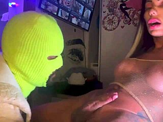 Shemale vanessa rafaella fucks bareback bear intensely, cumming in mouth