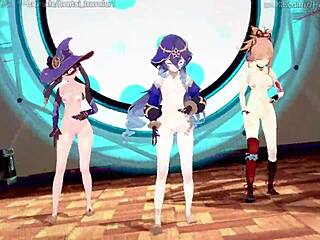 Genshin impact mmd kesha timber layla kirara mona fischl yoimiya hu tao xinyan 3d cartoon anime adventure