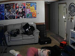 Big ass in leggings during workout session