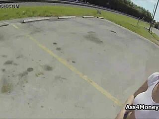 in the parking lot, a broke teen 18+ with huge tits gets banged for cash