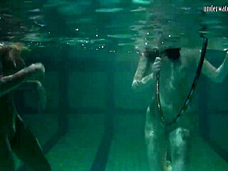 Czech Teen 18+ Stars in Softcore Underwater Lesbian Show by the Pool