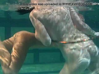 Czech Teen 18+ Stars in Softcore Underwater Lesbian Show by the Pool