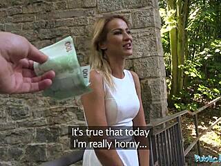 Public Agent Cherry Kiss Takes Anal Creampie in Open Air Scene