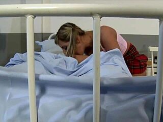 Nasty slut giving blowjob to patient in hospital