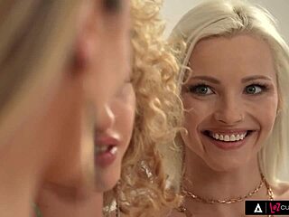 Three stunning babes indulge in intense lesbian fuckfest