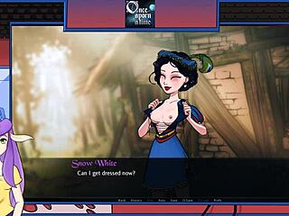 Snow white's small tits in hentai princess game anime
