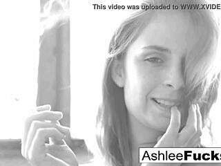 Busty ashlee graham smokes while showing off her natural tits and masturbate
