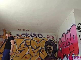 Young girl finds pleasure with homeless man