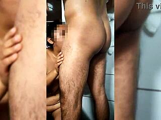 Mature woman in the shower with her stepson, leading to passionate fucking.