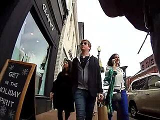 Girl walks topless in public with friend