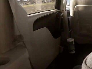 Nerdy Girl Sucks Him Off in Public Parking Lot Messily