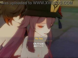 hu tao gets double penetrated with teasing sucking