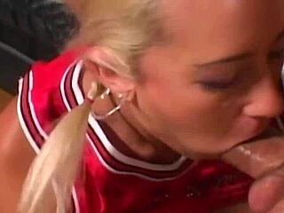 To make the cheerleading team, busty blonde gets pounded hard