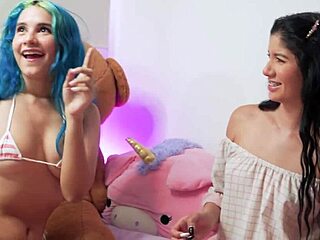 Intense Lesbian Fucking with Dildo and Muff Diving in Latina Ass Scene.