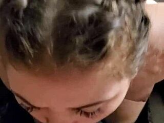 Hot Brunette with Pigtails Gives Me a Wild Blowjob in My RV