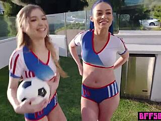 Busty Soccer Teen 18+ Plays With Captain's Big Balls Suggestively