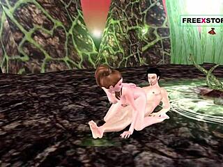 Cute girl rides in animated video