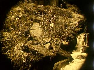 nude woman by waterfall