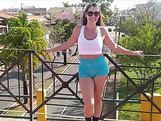 Hot slut shows tits and sucks cock on street