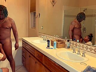 Having fun with big booty ebony stepsister at pool giving sloppy head!