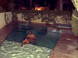 Having fun with big booty ebony stepsister at pool giving sloppy head!