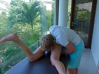 my full body massage turned into rough fucking, making my shaved pussy squirt and shake three times