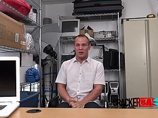 Interracial gay bareback oral sex in the office with a virgin ass getting pounded.