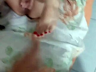 Excited woman shows her pussy and gives blowjob until cum
