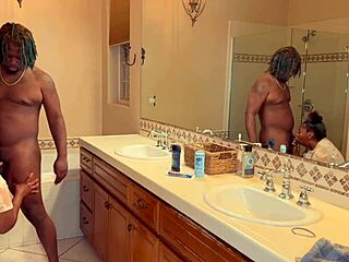 Having fun with big booty ebony stepsister at pool giving sloppy head!