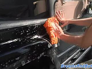 busty amateur sucking and dickriding outdoors with big tits