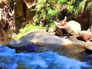 lilyan masturbates with dildo by river