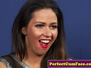 gorgeous uk milf gets facial in stockings fun