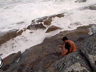 brunette milf fucks big cock in public outdoor